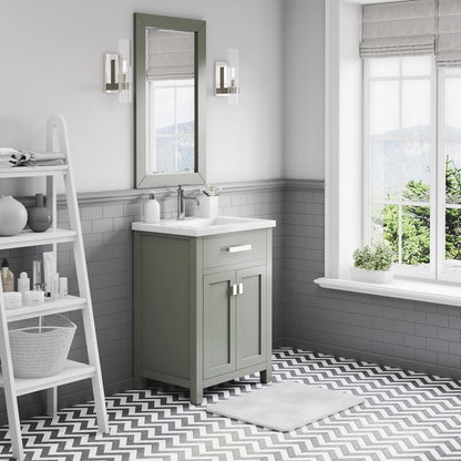 Myra 24 In. Integrated Ceramic Sink Top Bath Vanity in Glacial Green