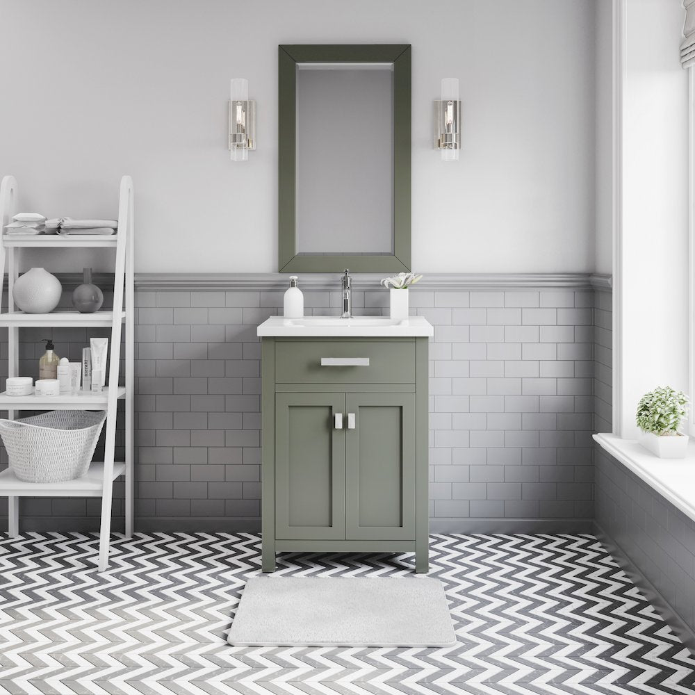 Myra 24 In. Integrated Ceramic Sink Top Bath Vanity in Glacial Green