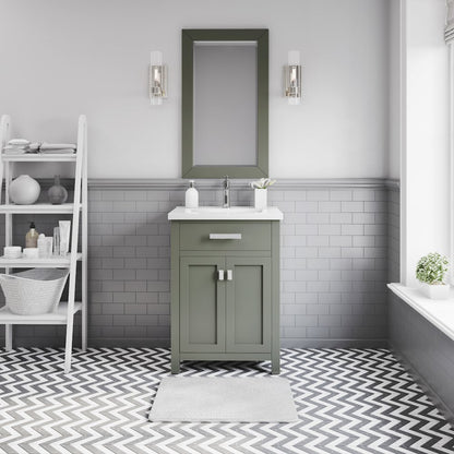 Myra 24 In. Integrated Ceramic Sink Top Bath Vanity in Glacial Green