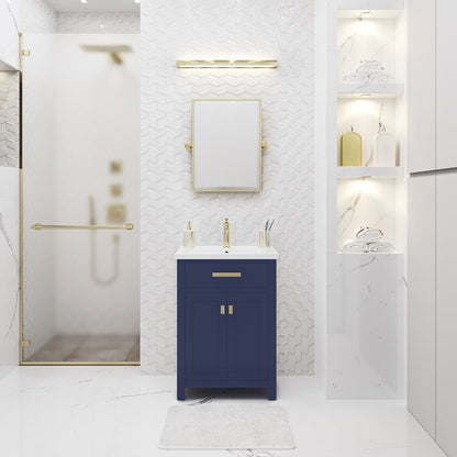 Myra 24 In. Integrated Ceramic Sink Top Bath Vanity in Monarch Blue