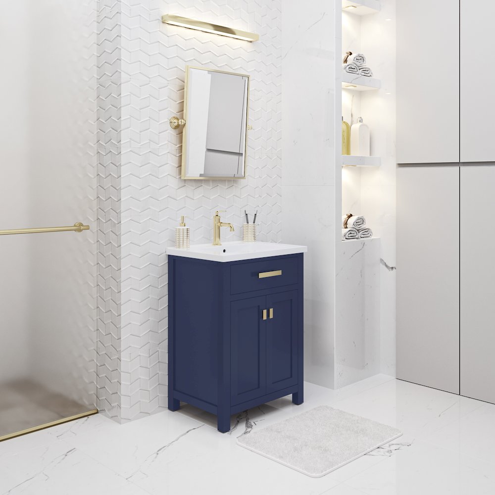 Myra 24 In. Integrated Ceramic Sink Top Bath Vanity in Monarch Blue