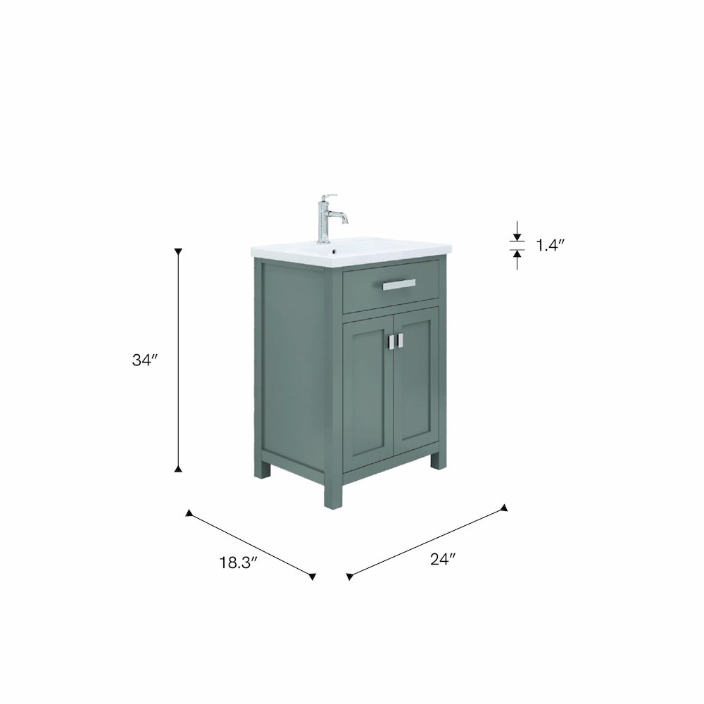 Myra 24 In. Integrated Ceramic Sink Top Bath Vanity in Cashmere Grey
