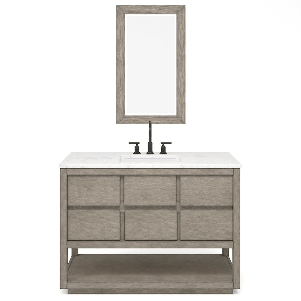Oakman 48 In. Single Sink Carrara White Marble Countertop Bath Vanity