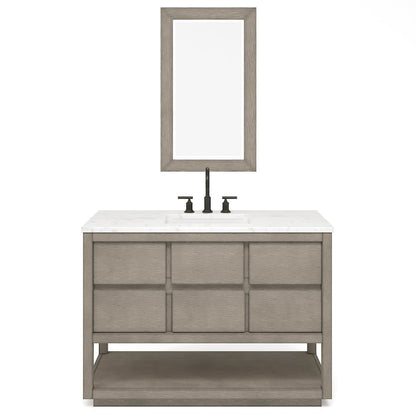 Oakman 48 In. Single Sink Carrara White Marble Countertop Bath Vanity