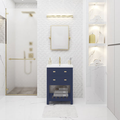 Viola 24 In. Integrated Ceramic Sink Top Vanity in Monarch Blue