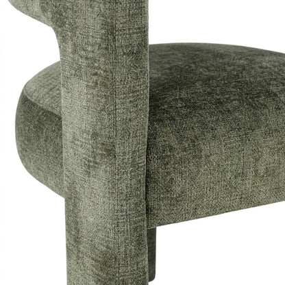 Jacquard Modern Accent Armchair, Sculptural Frame, Forest, Set of 4