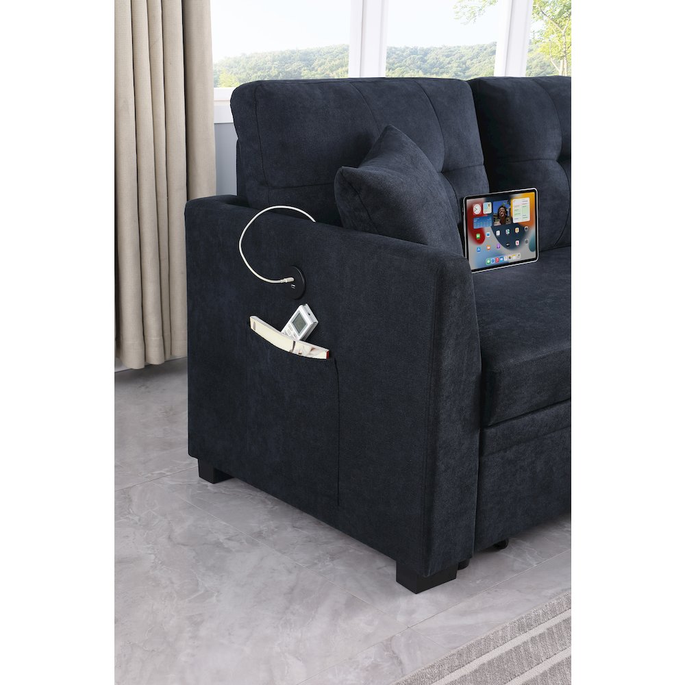 Tanse 81'5" Convertible Sleeper Sectional with Reversible Chaise with USB