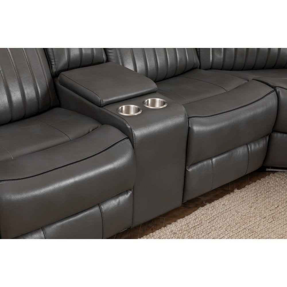 Raonne 3 - Piece Vegan Leather Power Reclining Sectional