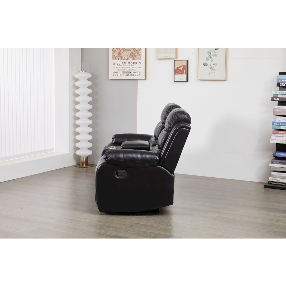 Faux Leather Manual Reclining Sofa Set – 2-Piece Home Theater Seating