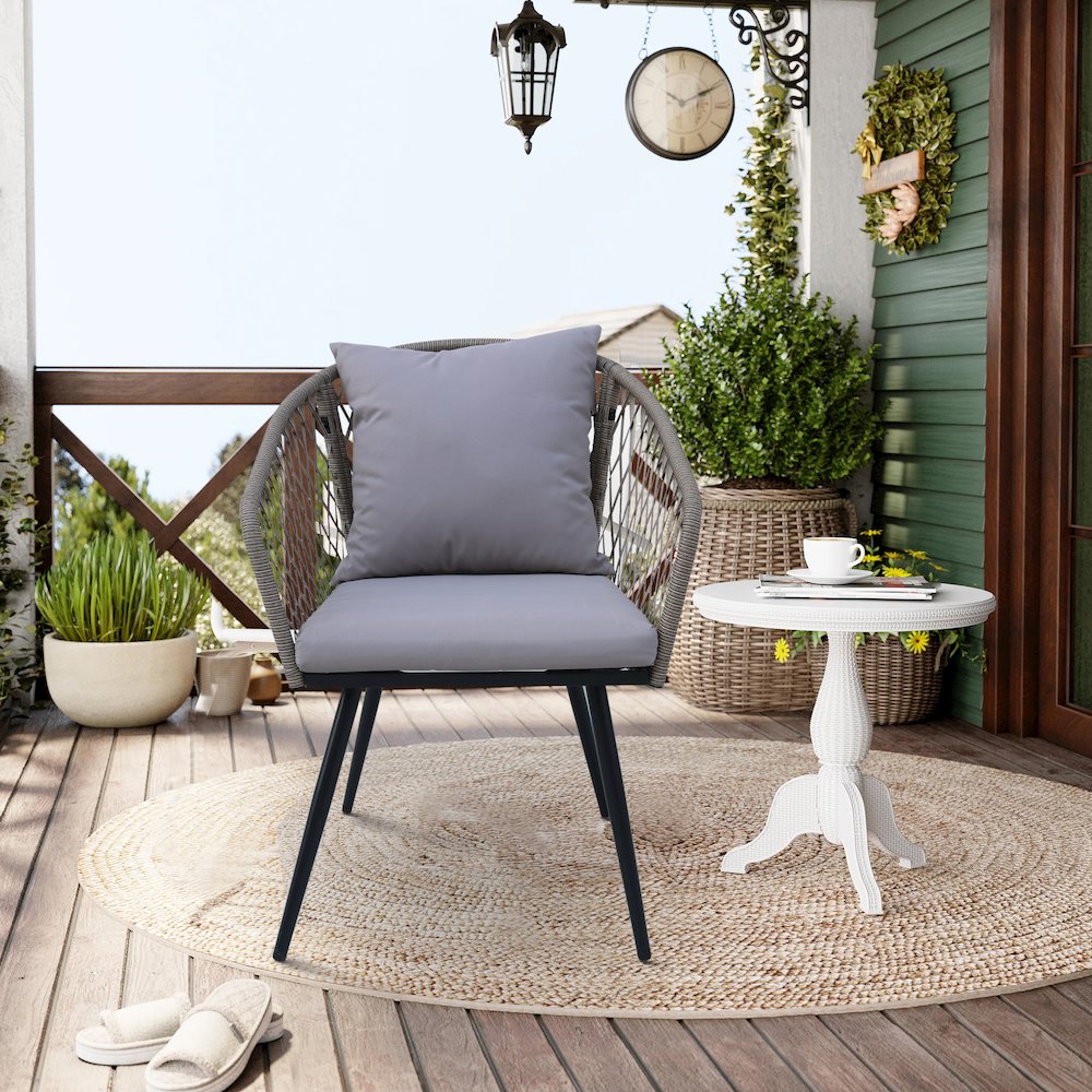 3-Piece Outdoor Patio Bistro Set – Modern Wicker Conversation Chairs