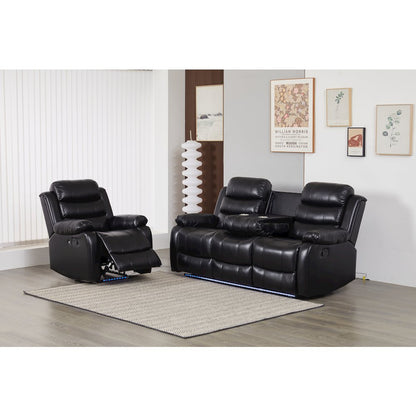 Faux Leather Manual Reclining Sofa Set – 2PC Home Theater Seating
