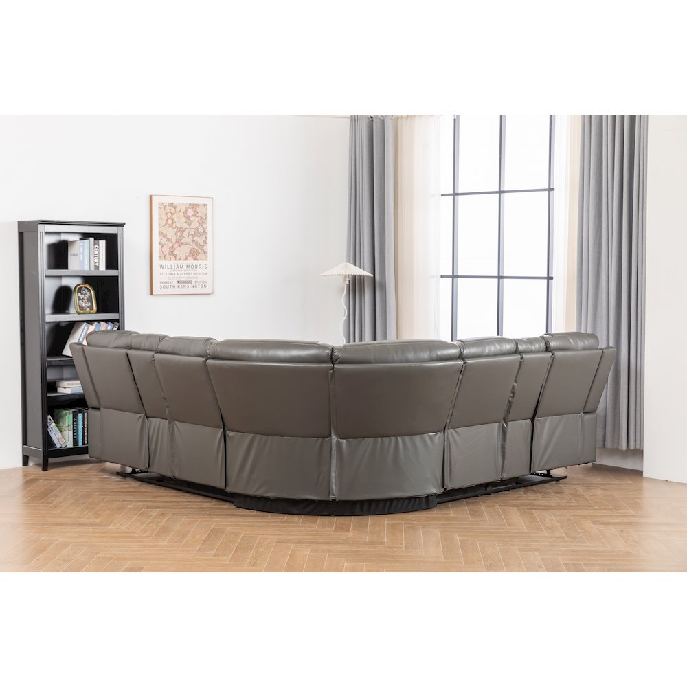 Ilia Two Tone Faux Leather Power Reclining Sectional with Console  & Cup Holder