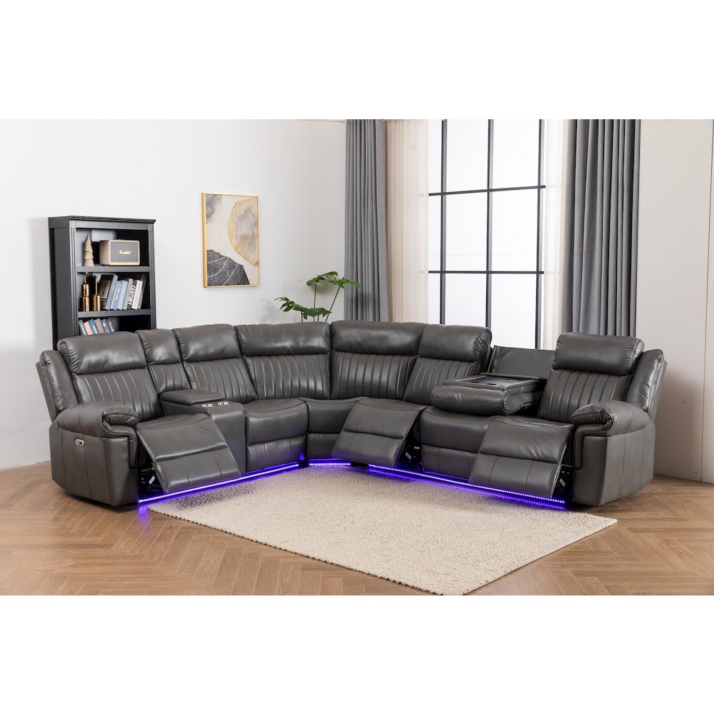Raonne 3 - Piece Vegan Leather Power Reclining Sectional