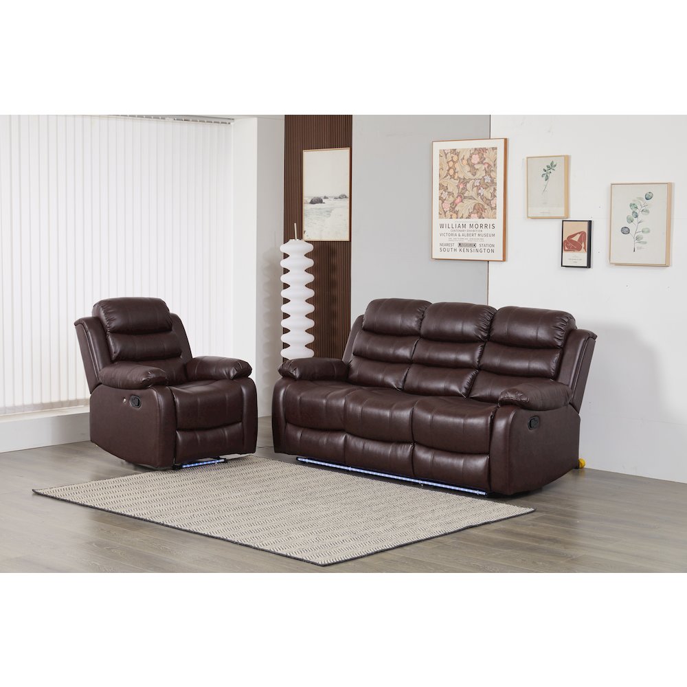 Faux Leather Manual Reclining Sofa Set – 2PC Home Theater Seating