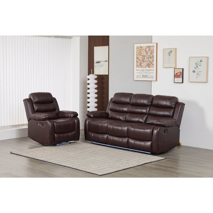 Faux Leather Manual Reclining Sofa Set – 2PC Home Theater Seating
