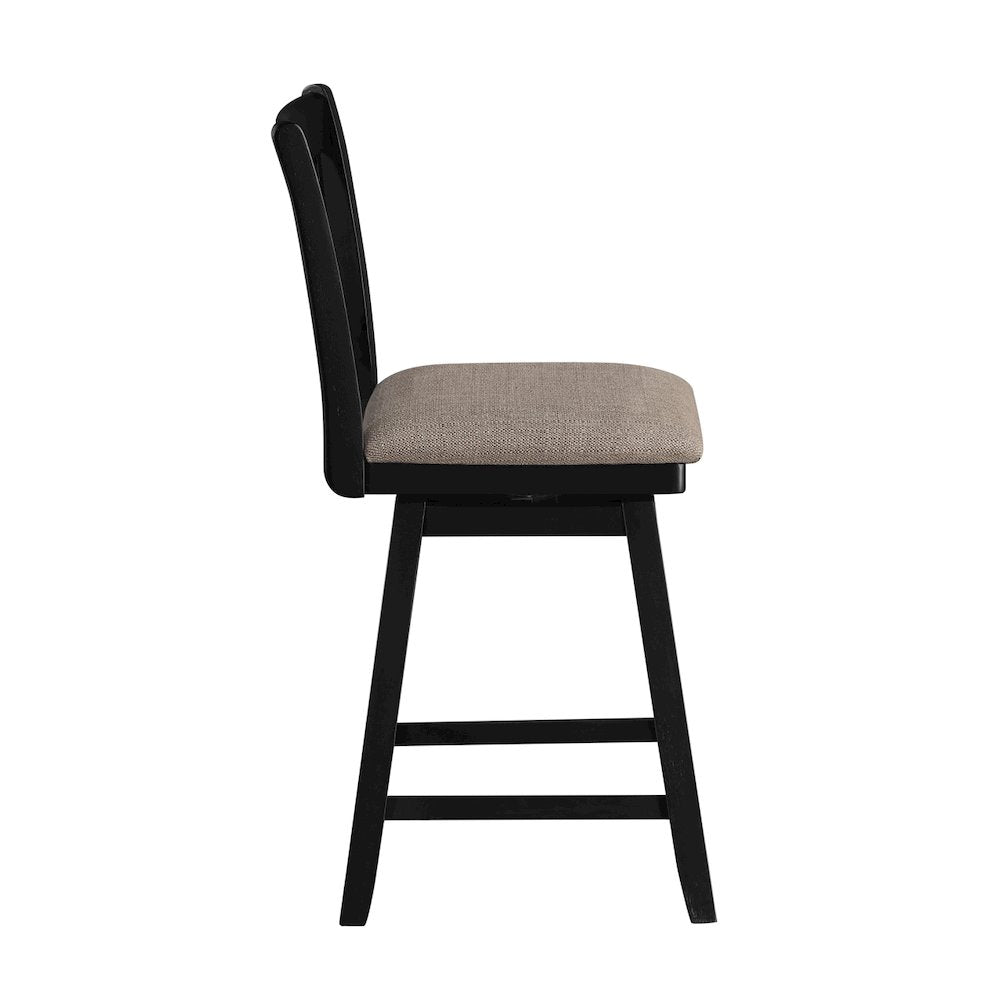 24in Brookline Swivel Barstool Pure Black