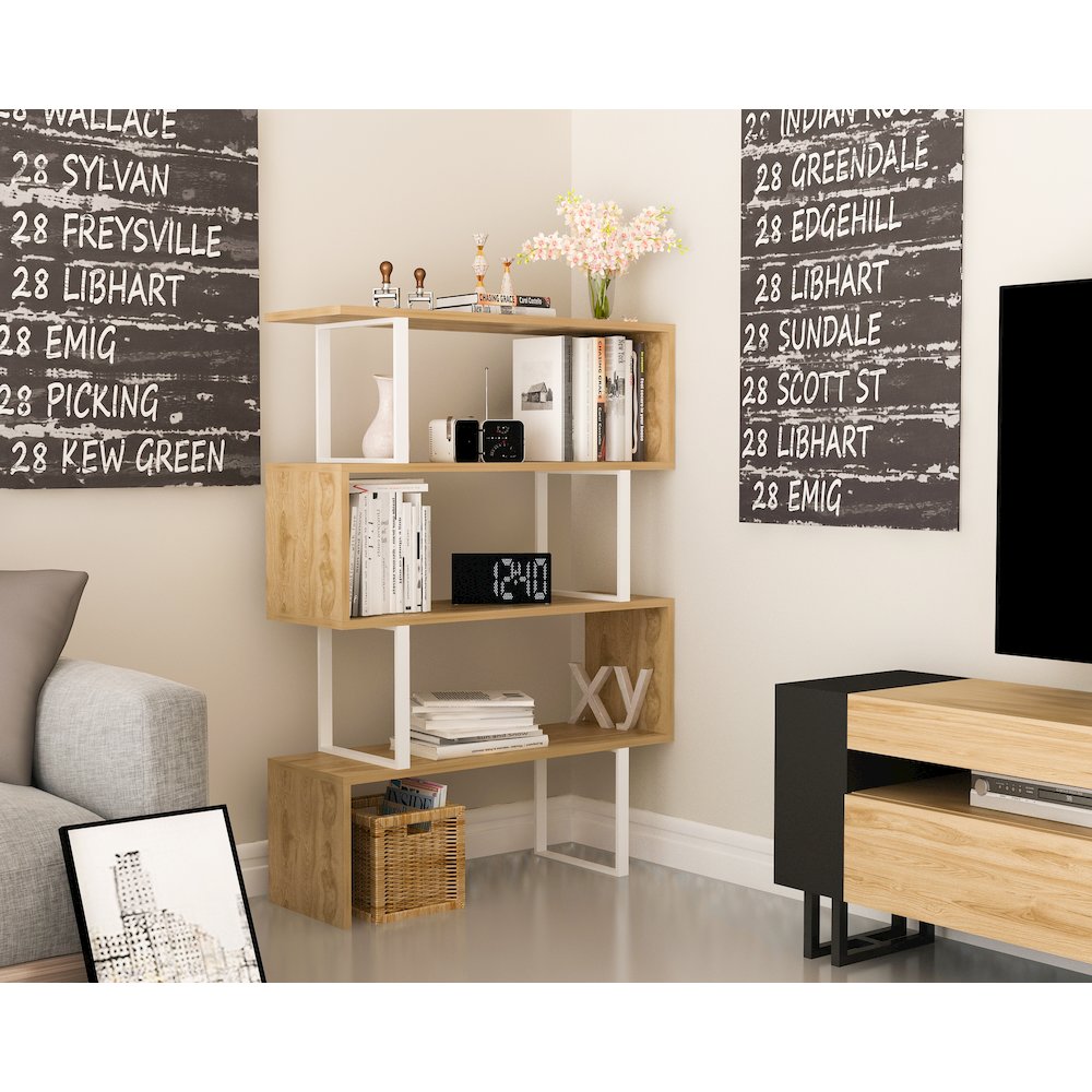 Adriana Bookcase White&Oud Oak