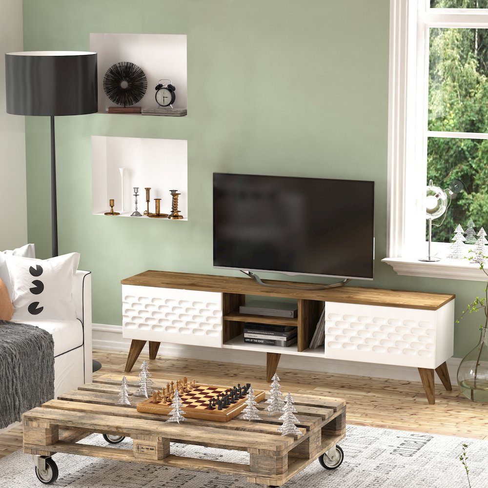 Egg Tv Stand - White & Oud Oak