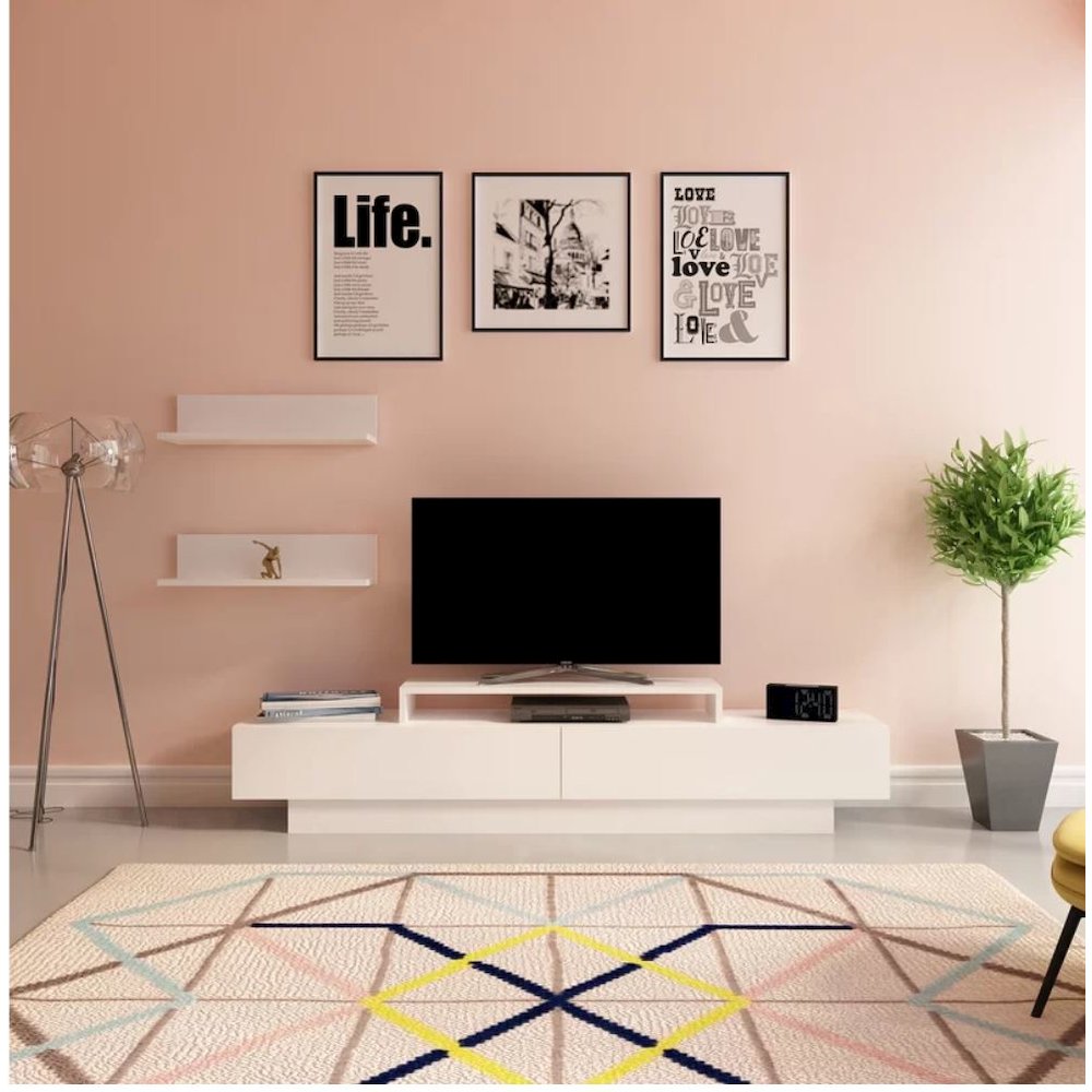 Lusi Tv Stand White&White