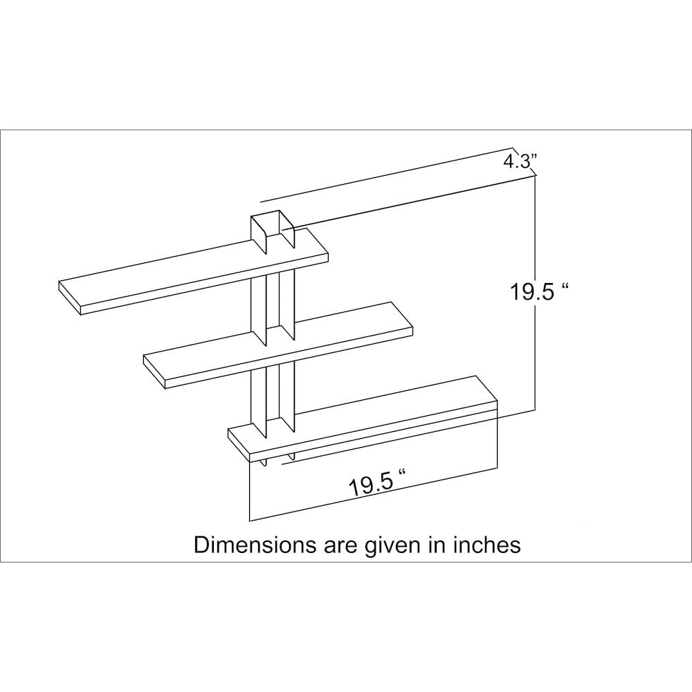 Mita 19'' Adjustable Metal Wood Wall Shelf - White & Black