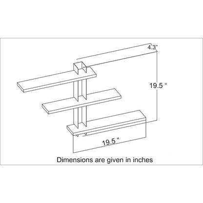 Mita 19'' Adjustable Metal Wood Wall Shelf - White & Black