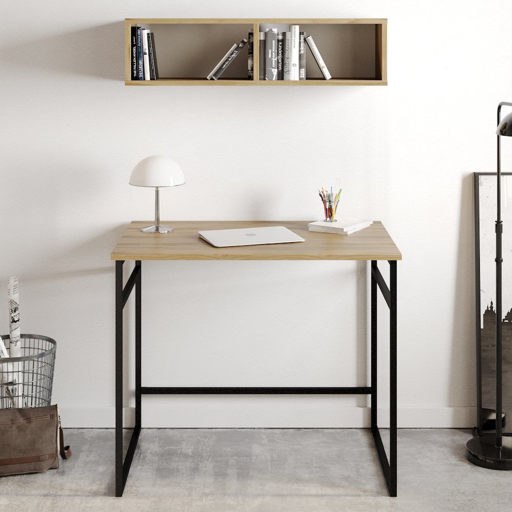Gama Computer Desk-Oud Oak & Black