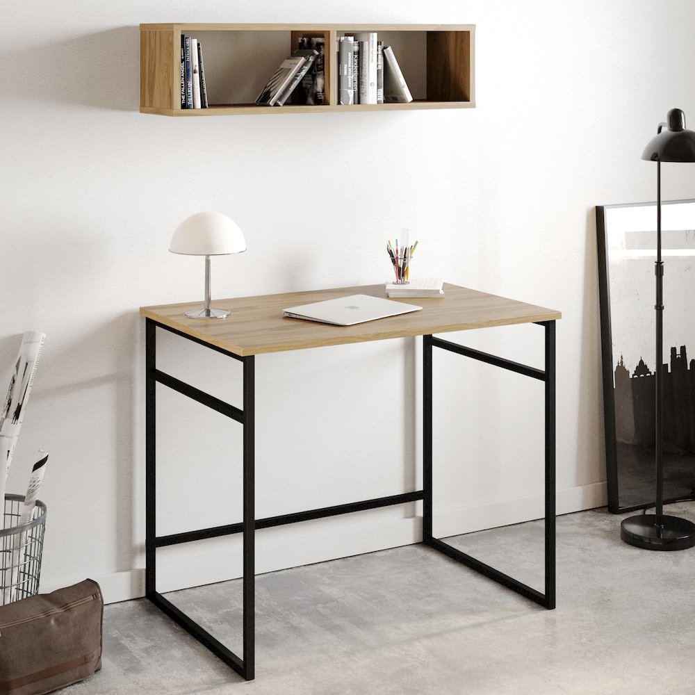 Gama Computer Desk-Oud Oak & Black