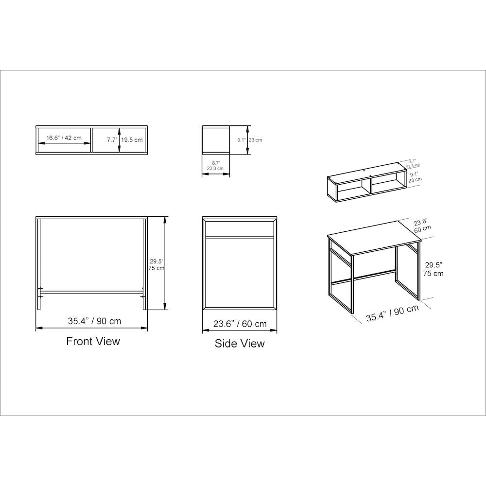 Gama Computer Desk-Oud Oak & Black