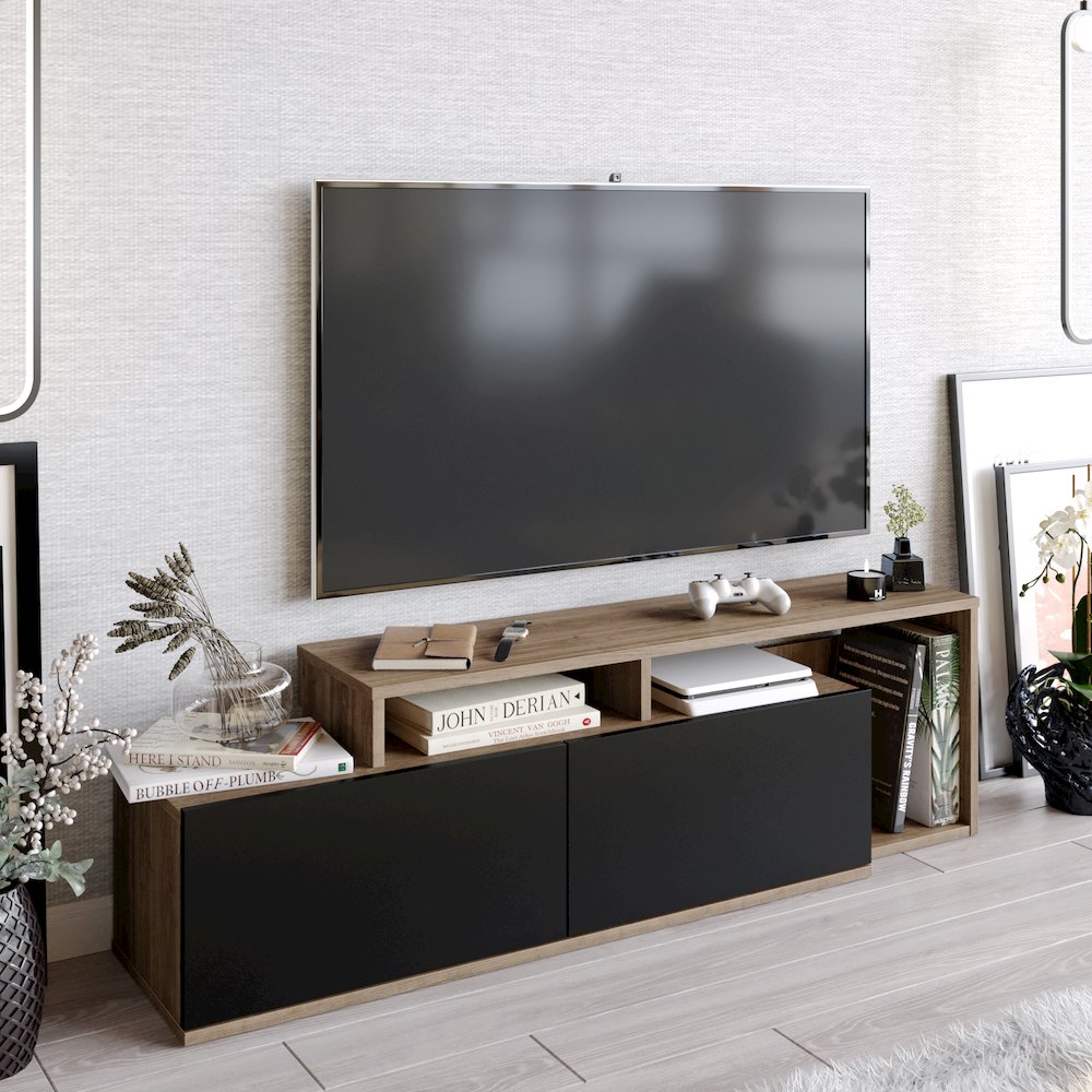 Nexera 47 Tv Stand - Walnut & Black