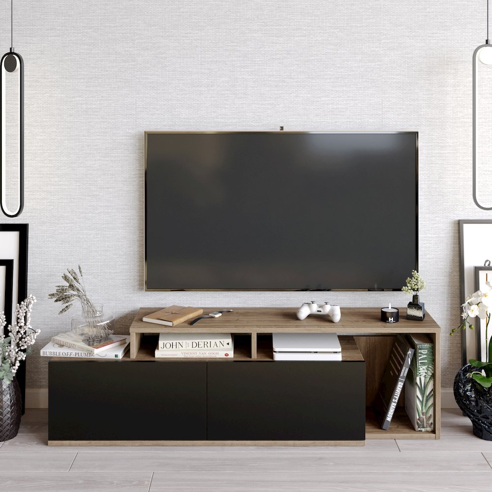 Nexera 47 Tv Stand - Walnut & Black