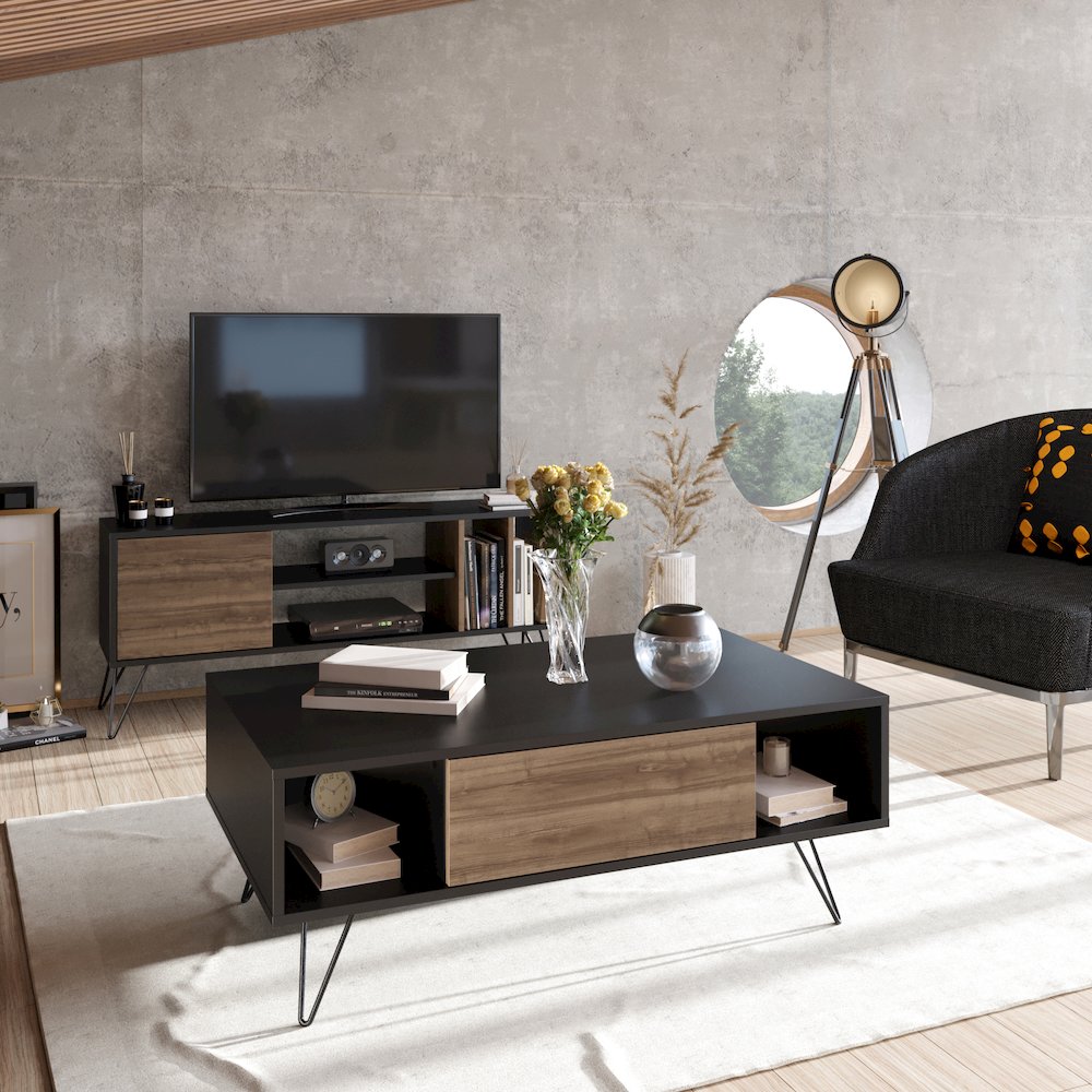 Mistico Coffee Table - Black & Walnut
