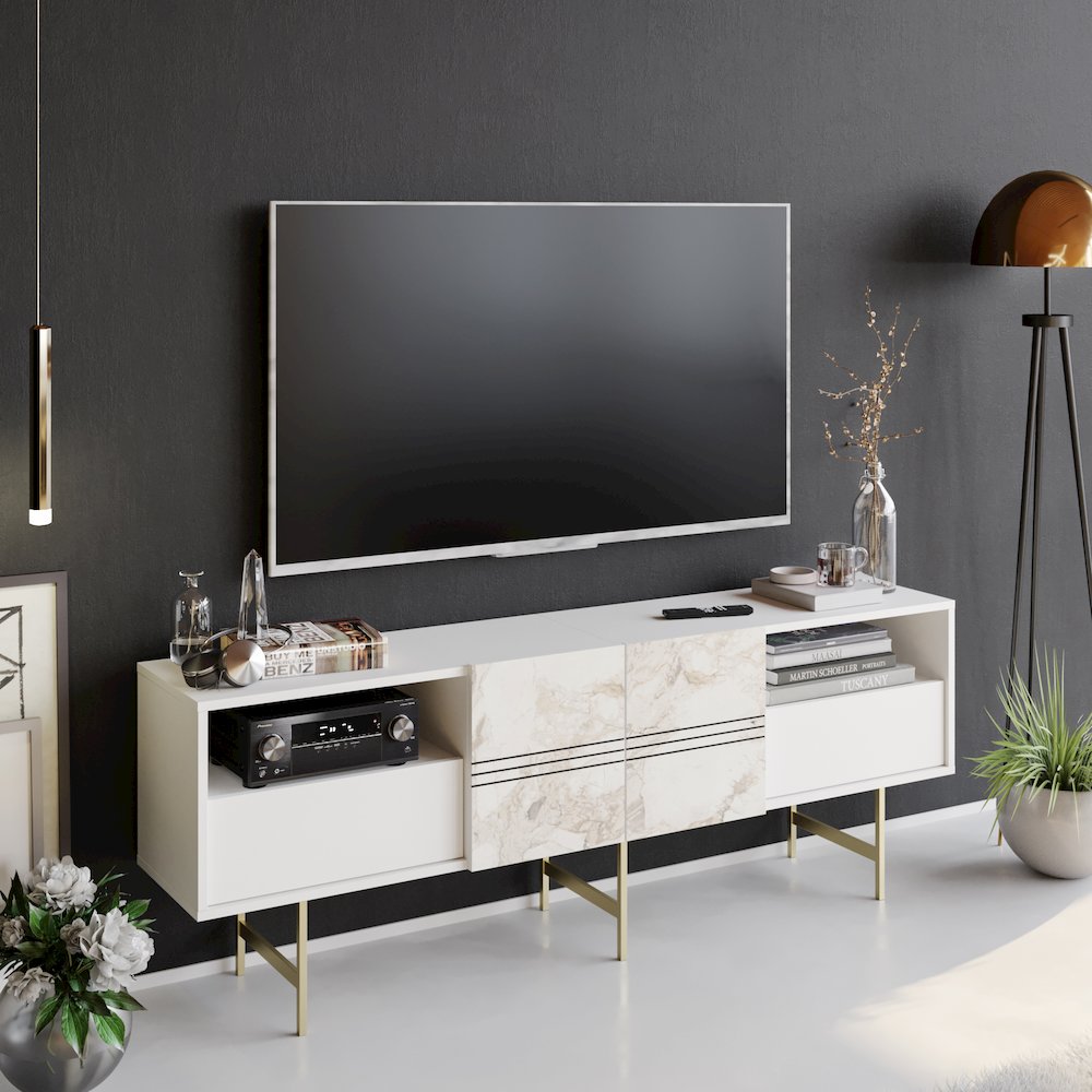 Derin Console - Ephesus White & Gold