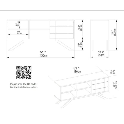 North Tv Stand - White & Gold