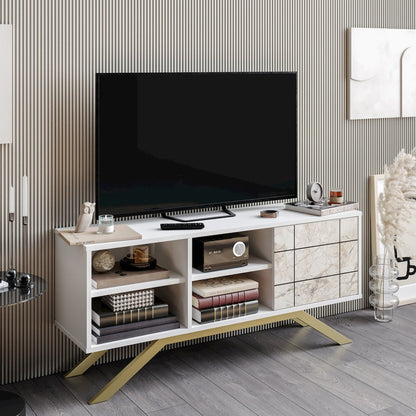 North Tv Stand - White & Gold