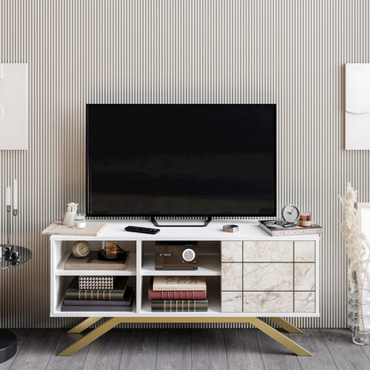 North Tv Stand - White & Gold
