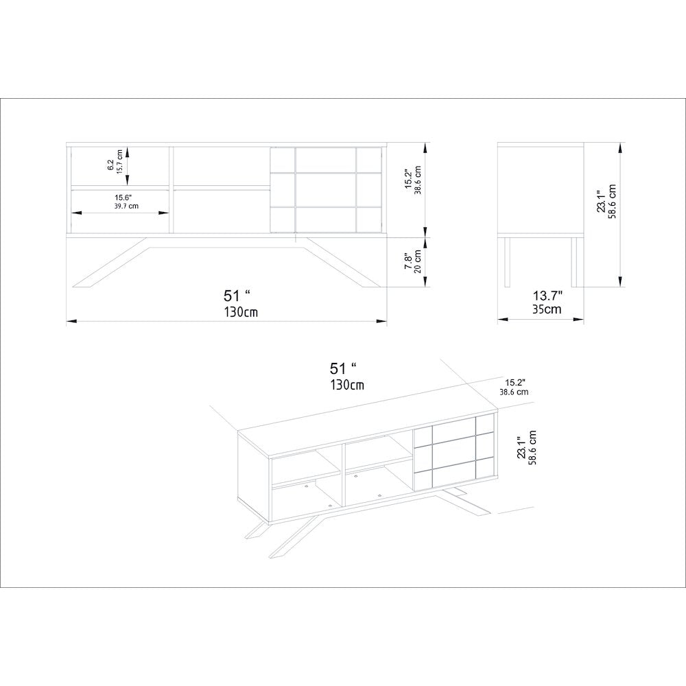 North Tv Stand - White & Gold