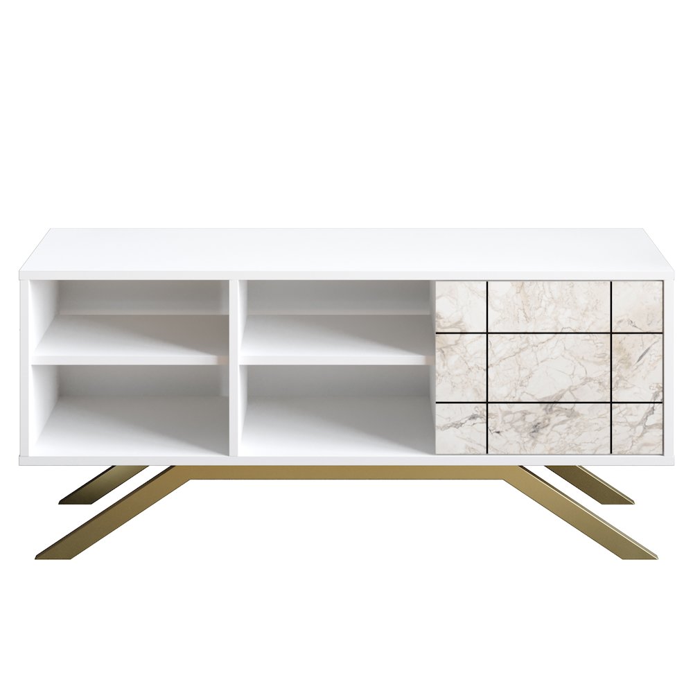North Tv Stand - White & Gold