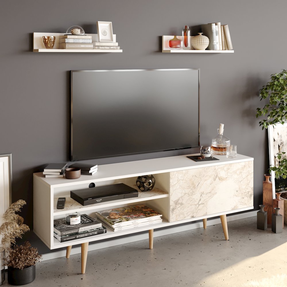 Pi Tv Stand - White & Ephesus