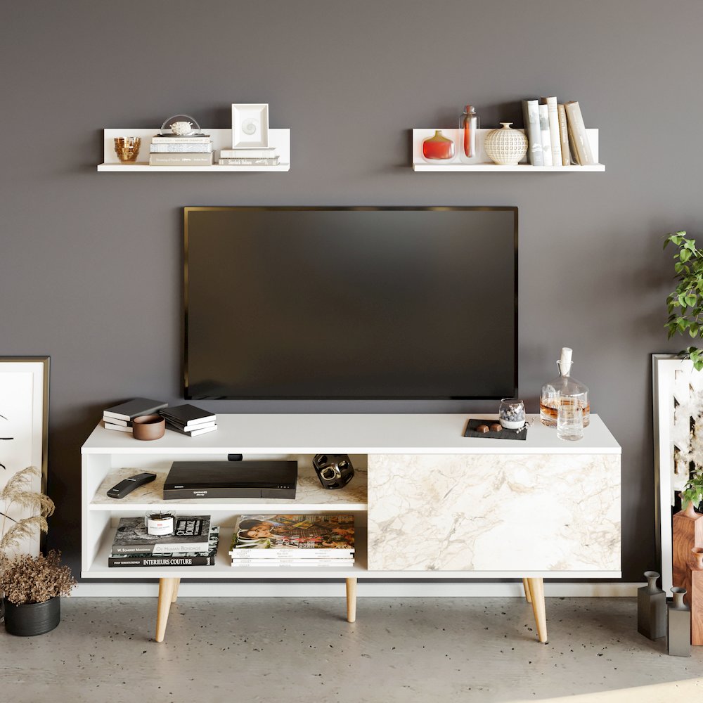 Pi Tv Stand - White & Ephesus