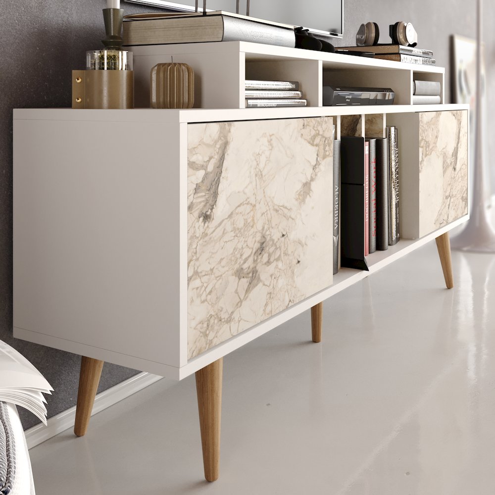 Char Tv Stand - White & Ephesus