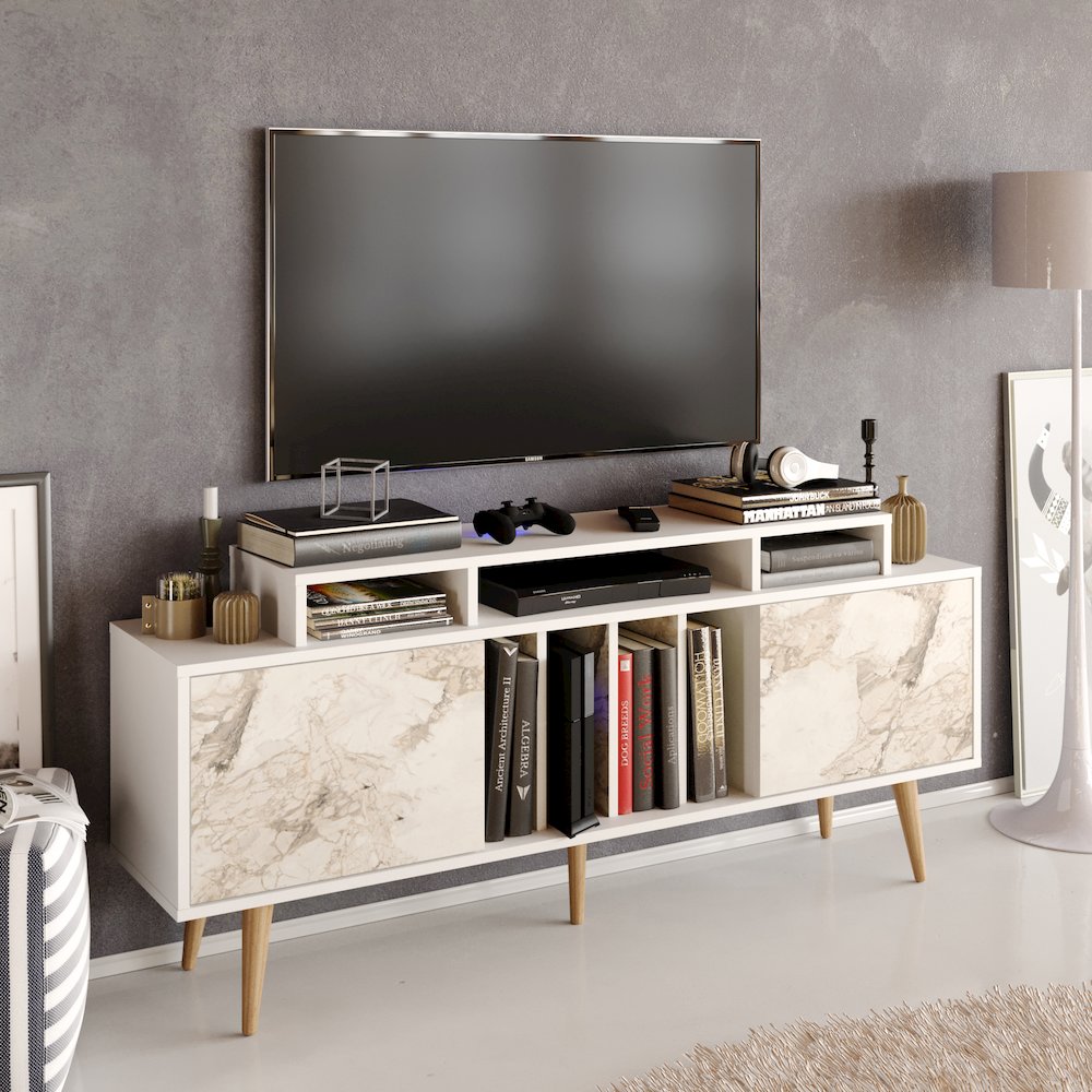Char Tv Stand - White & Ephesus