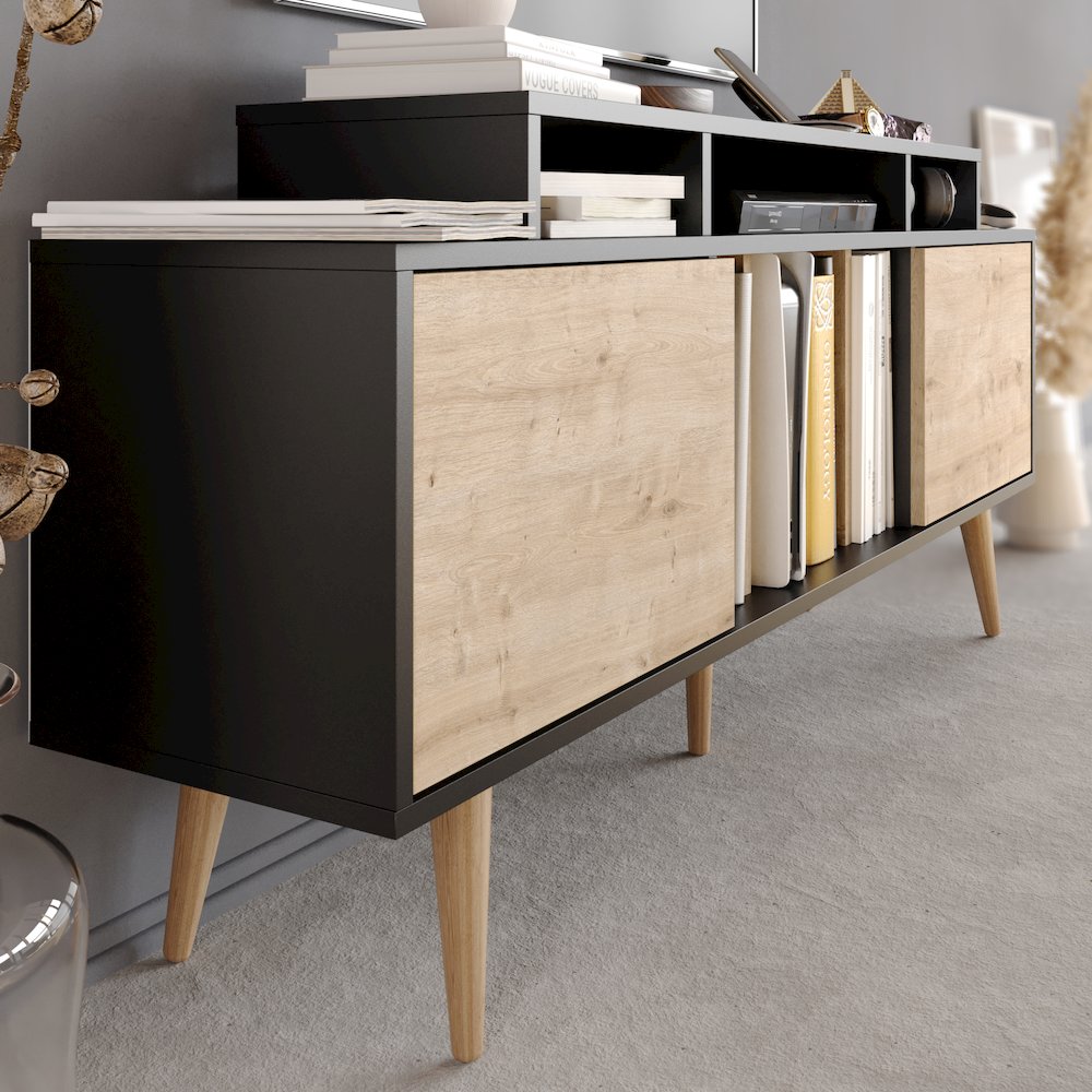 Char Tv Stand - Black & Sapphire Oak
