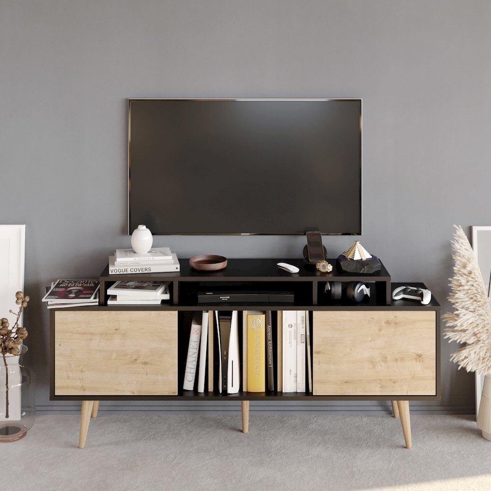 Char Tv Stand - Black & Sapphire Oak