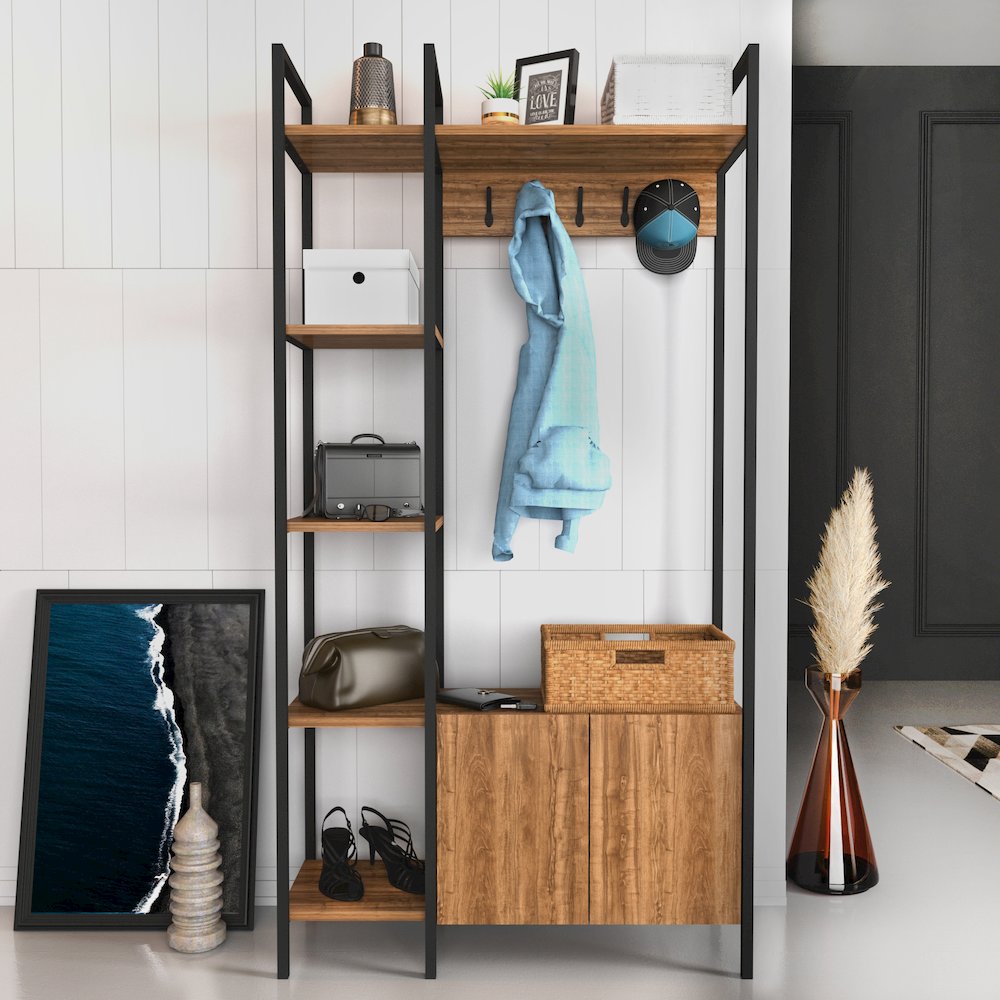 Doga Hall Tree - Walnut & Black