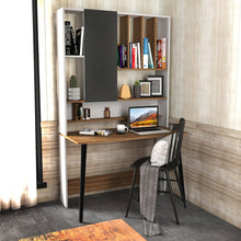 Wood Computer Desk - White & Walnut