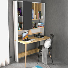 Wood Computer Desk - White & Sapphire Oak