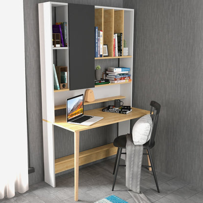 Wood Computer Desk - White & Sapphire Oak