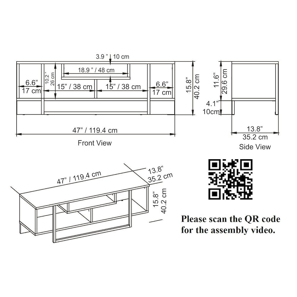 Asal 47'' Tv Stand - Oud Oak & White
