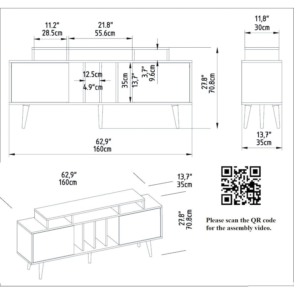 Char Tv Stand - White & Ephesus