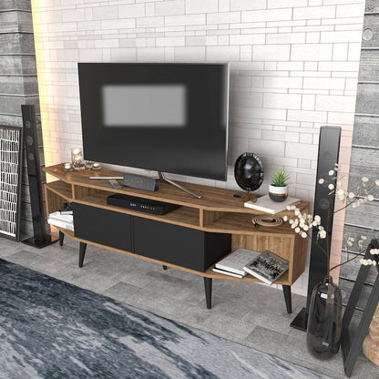 Dennis Tv Stand - Walnut & Black